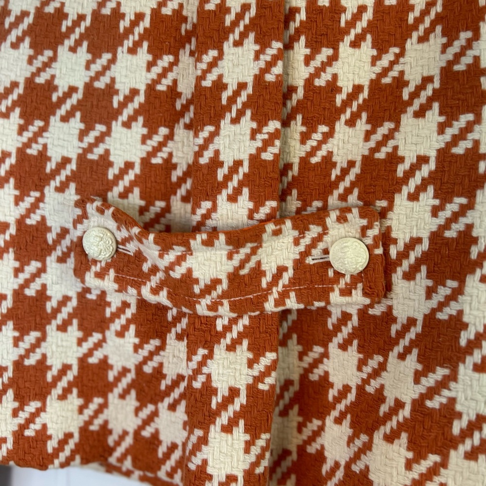 J.Crew Italian Houndstooth Greta Coat Orange & White Women’s Size Regularly $375 - Picture 6 of 14